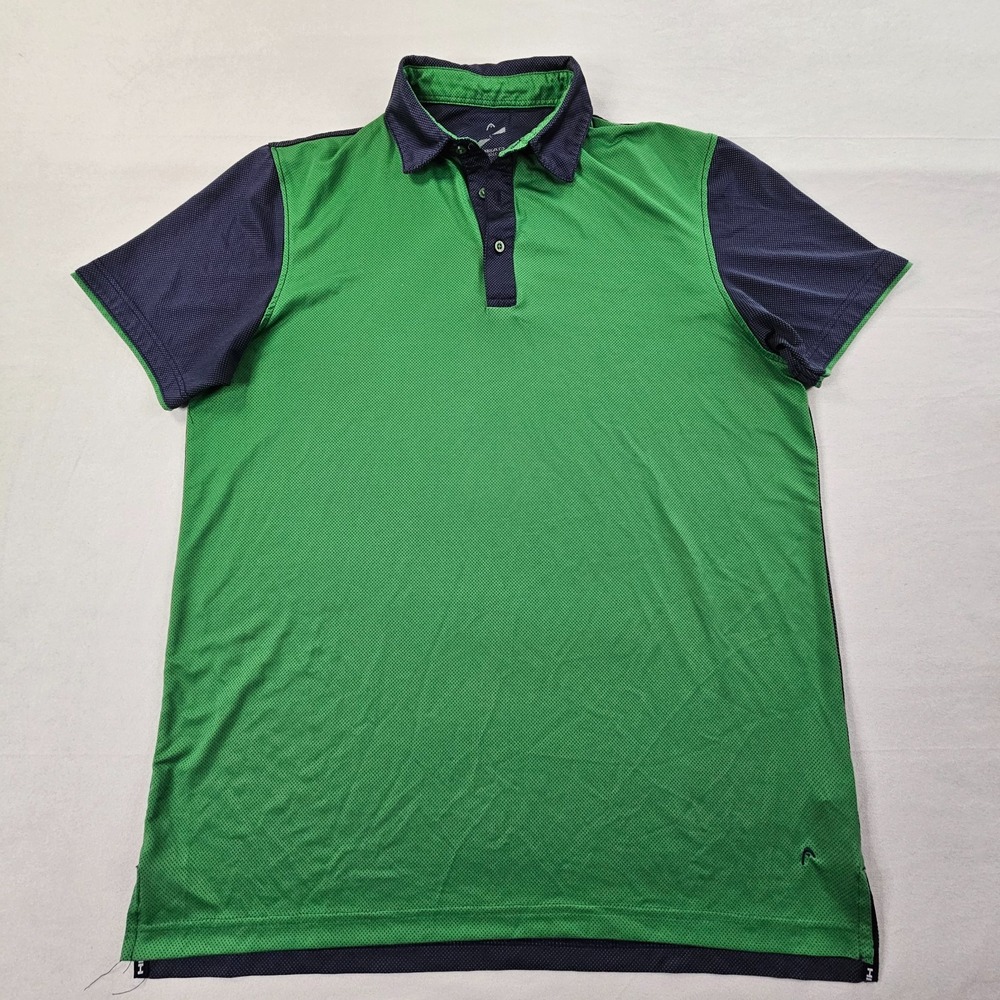 Head Golf Blue Green Colorblock Short Sleeve Performance Polo Shirt Men's L